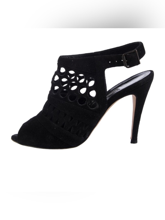 Manolo Blahnik Shoes - Manolo Blahnik Black Suede Cutout Slingback Heels – EU 37 / US 6.5